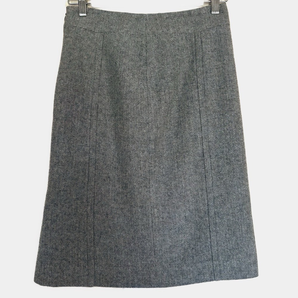 Banana Republic Herringbone Wool Academia Grey Pencil Lined Skirt Size 0 Zip